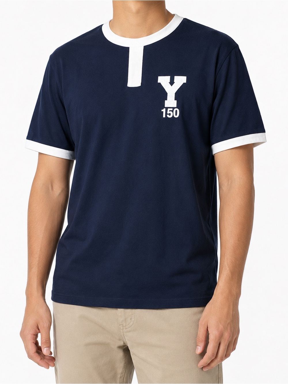 Sew Sporty Yale Crew 150th Anniversary Henley Shirt Size L Made in USA